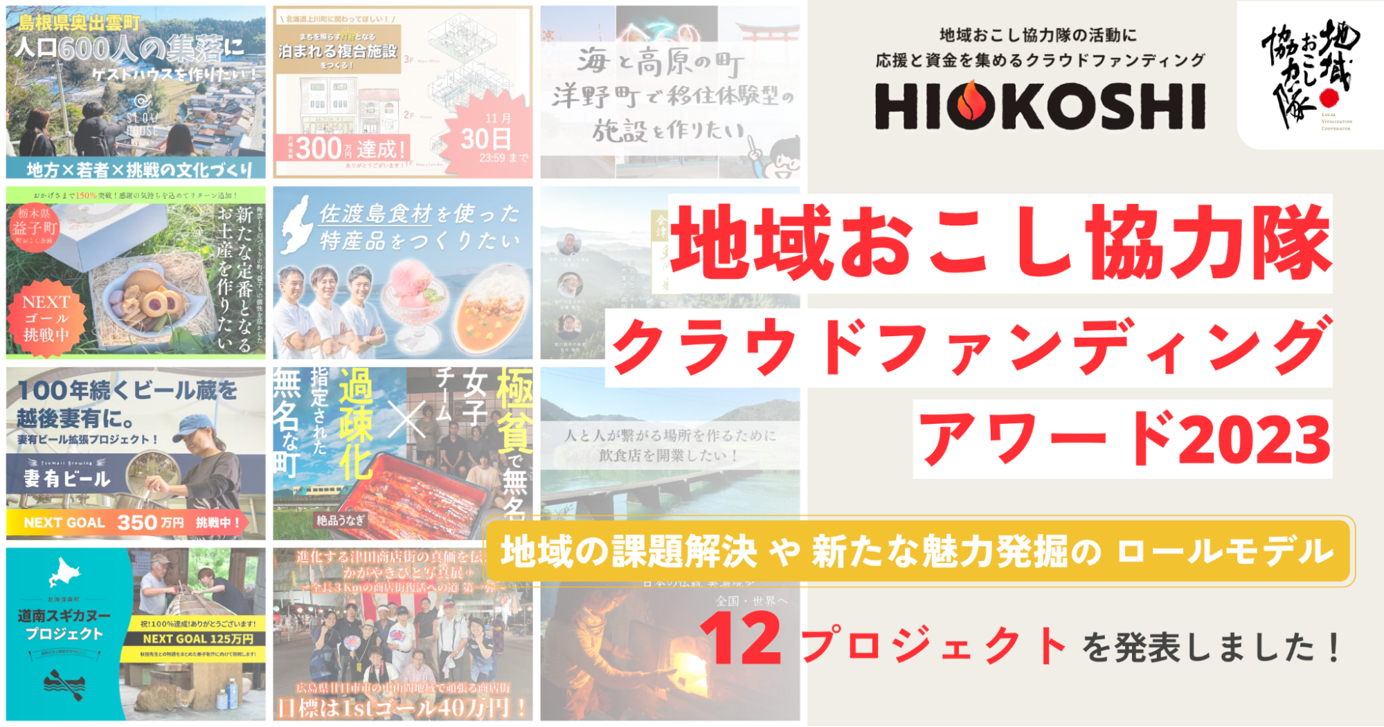 「「地域おこし協力隊クラウドファンディングアワード2023」 ノミネート12プロジェクトを発表」のアイキャッチ画像